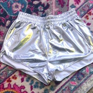 Silver Metallic Shorts